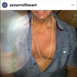 Necklace , for men or women ,silver clasp with diamonds & japonese rice pearls